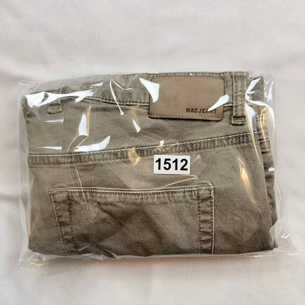 MAC Jeans Arne Pipe Mens 38x32 Slim Fit Pants Olive Taupe German Designed EUC‎